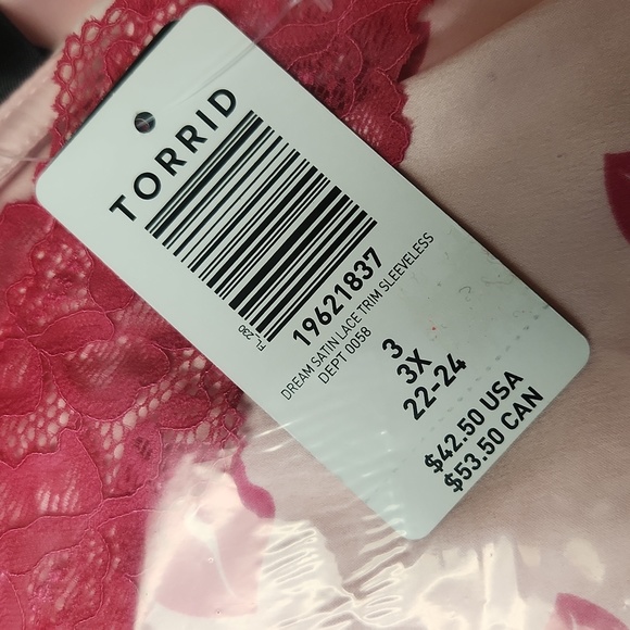 ❤️NWT TORRID SLEEP CAMI - LACE TRIM TANK - LIPS PRINT DREAM SATIN SOFT PLUS SIZE - Picture 8 of 12